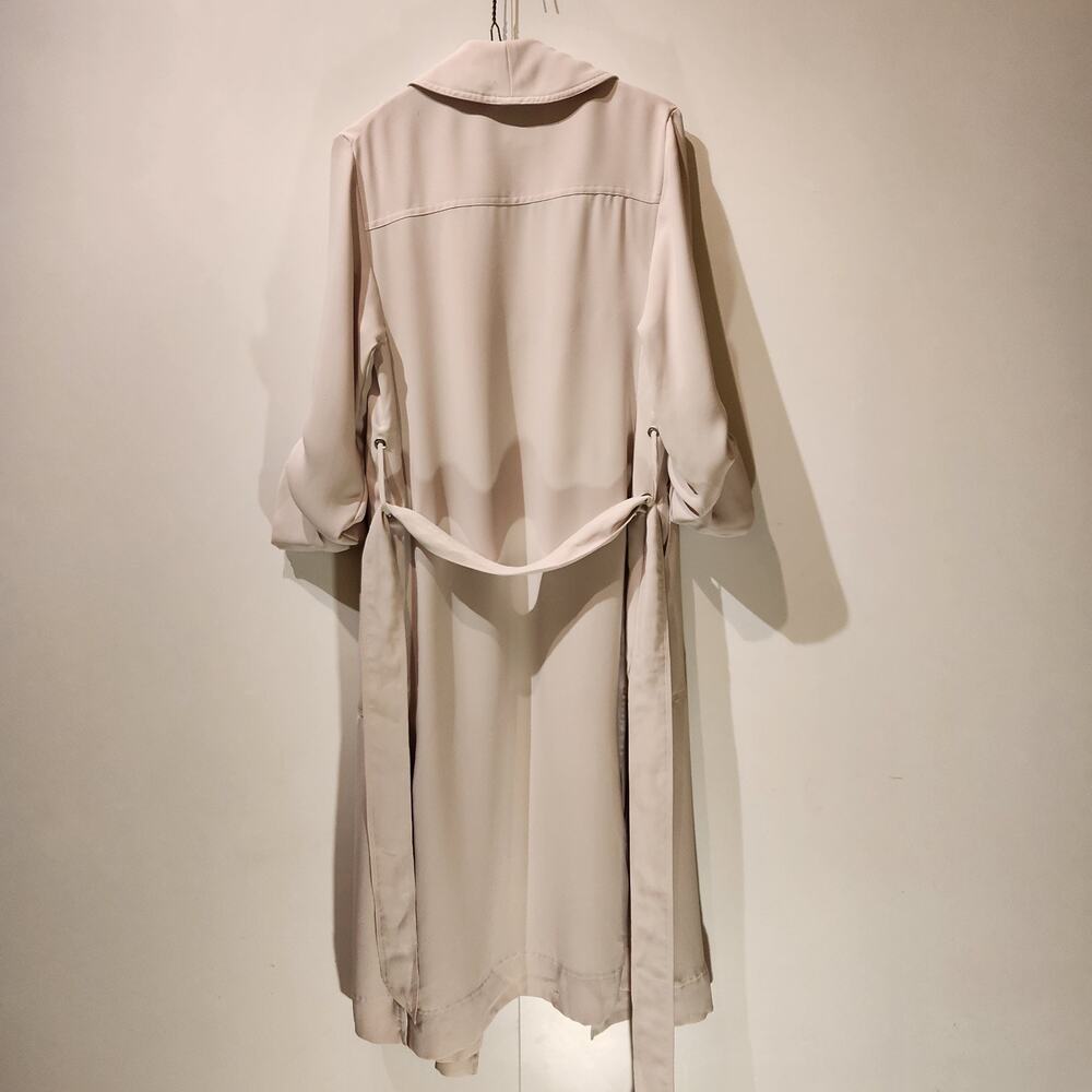 Aritzia Babaton Cream Flowy Trench Coat Sz XS Light Weight Quiet Luxury Neutral - Picture 4 of 11